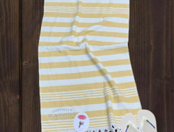 Полотенце махровое хлопковое с бахромой KARVEN H3275 ПЕШТЕМАЛЬ V1 желтое 50х100