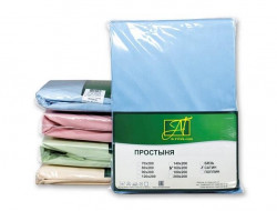 Простыня из сатина АЛЬВИТЕК голубая 214х220