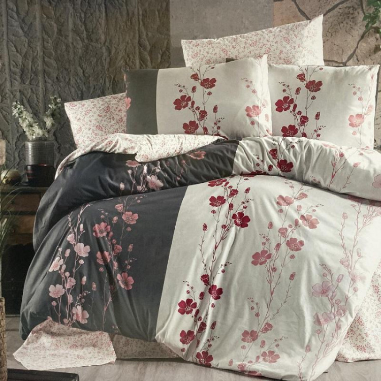 Постельное белье из ранфорса KARVEN N023 CAMELIA ANTHRACITE 50х70 (2шт), 70х70 (2шт) евро