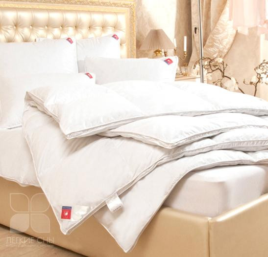 Одеяло пуховое в тике кассетное Легкие Сны КАМИЛЛА 140х205х2 теплое