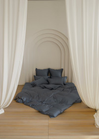 Постельное белье с простыней на резинке 180х200 GERMAN GRASS GREY BRILLIANT GRASS 50х70 (2шт) евро