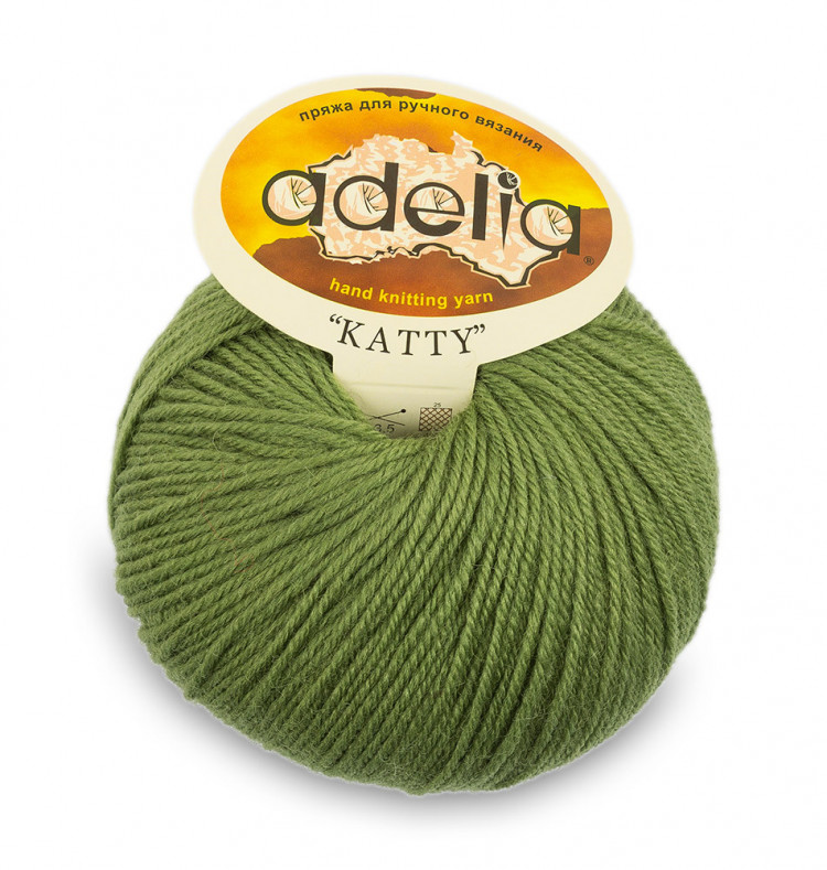 Пряжа ADELIA KATTY №20 зеленая 100% шерсть, 10 шт х 50 гр, 150 м +/- 10 м