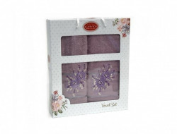 Набор полотенец махровых хлопковых KARVEN HS1618 PAPATYA V5 сиреневый 50х90 (1шт), 70х140 (1шт)