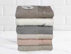 Набор полотенец махровых хлопковых с вышивкой KARVEN ELIT H7000 SOGUT 50х90 (6шт)