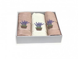 Набор полотенец махровых хлопковых KARVEN HS1603 LAVANTA-1 V3 пудра 50х90 (2шт), 70х140 (1шт)