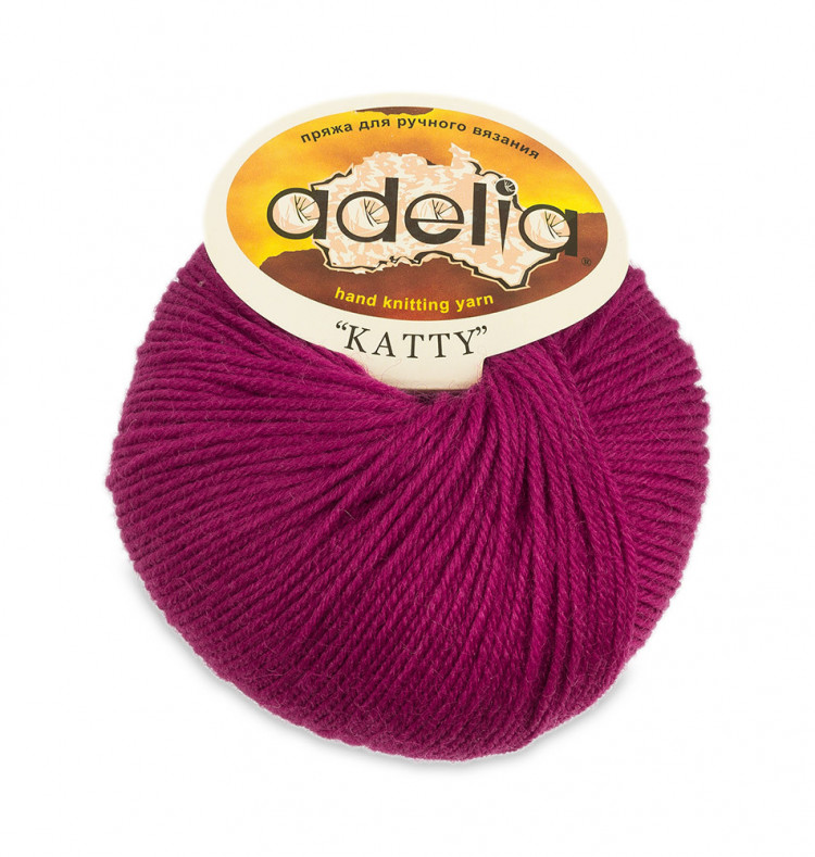 Пряжа ADELIA KATTY №23 малиновая 100% шерсть, 10 шт х 50 гр, 150 м +/- 10 м