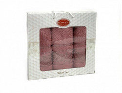 Набор полотенец махровых хлопковых KARVEN HS1667 SUMBUL V3 сухая роза 50х90 (2шт), 70х140 (1шт)