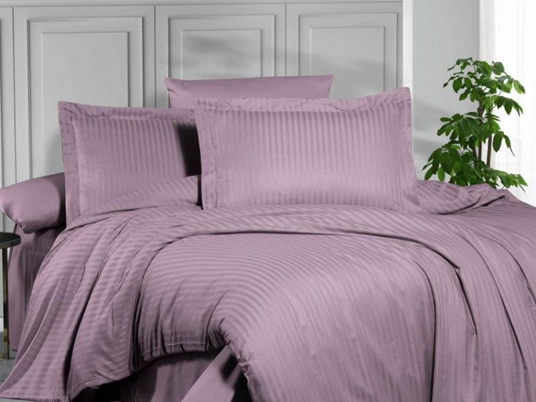 Постельное белье из страйп сатина KARVEN N164-SS-010 MURDUM лиловое 50х70 (2шт), 70х70 (2шт) семейное