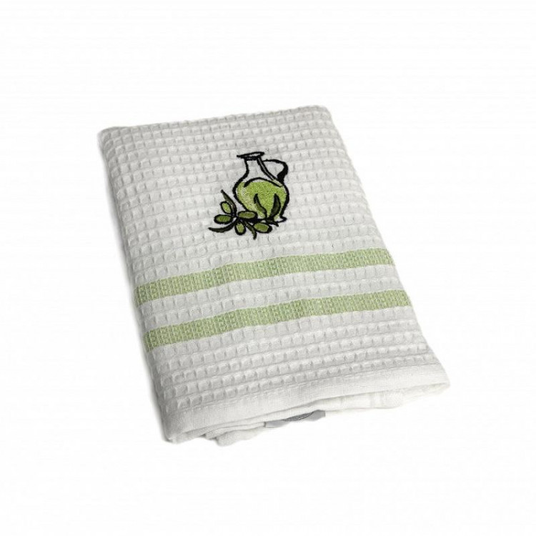 Набор кухонных полотенец вафельных хлопковых KARVEN HM779 ОЛИВКИ V4 салатовый 50х75 (12шт)