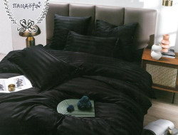 Постельное белье из страйп-сатина ПАНДОРА черное евро