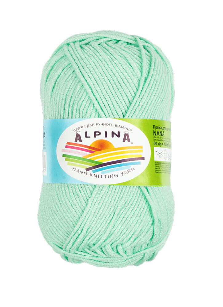 Пряжа ALPINA NANA №14 мятная 70% хлопок, 30% полиамид 10 шт х 50 гр, 105 м +/- 10 м