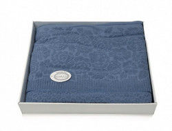 Плед из хлопка махровый KARVEN P959 ROSE V14 индиго 220х240