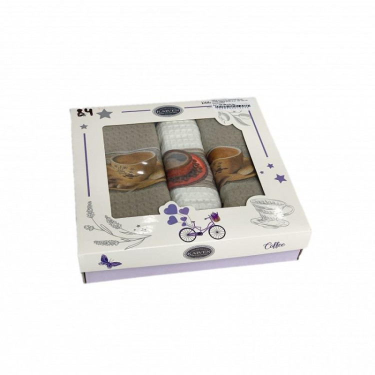 Набор кухонных полотенец вафельных хлопковых KARVEN HM746 КОФЕ V15 40х60 (3шт)