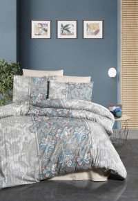 Постельное белье из ранфорса KARVEN N022 POLCA GREY 50х70 (1шт), 70х70 (1шт) 1,5-спальное