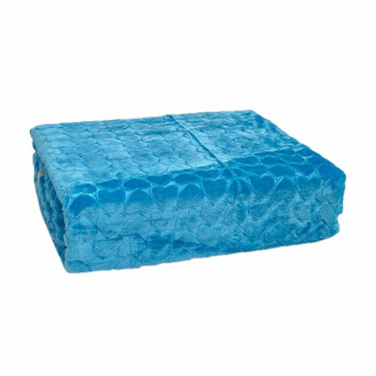 Плед из полиэстера KARVEN SUPER SOFT P945 EVLEN СЕРДЦЕ гoлубoй 180х240