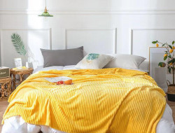 Плед однотонный фланелевый TANGO STRIPE ST-13 желтый 200х220