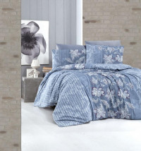 Постельное белье из ранфорса KARVEN N022 POLCA INDIGO 50х70 (1шт), 70х70 (1шт) 1,5-спальное