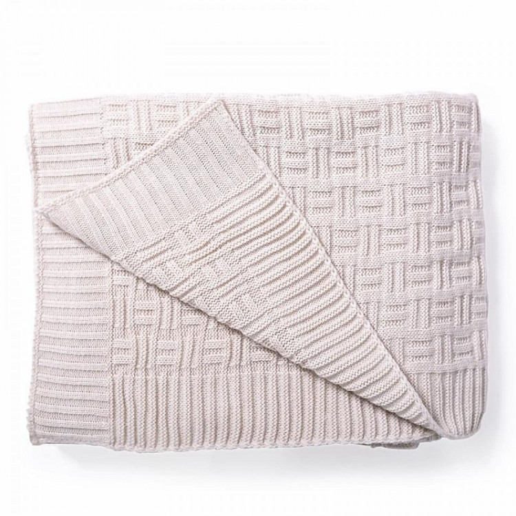 Плед вязаный из акрила BELPOL ШАХМАТЫ лен 180х200