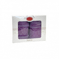 Набор полотенец махровых хлопковых KARVEN HS1697 PINK DAMAKS V8 лиловый 50х90 (1шт), 70х140 (1шт)