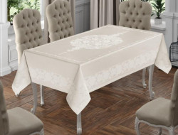 Скатерть из полиэстера с тефлоном влагонепроницаемая KARVEN M766 JUMBO CLASSIC серая 160х220