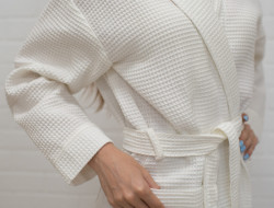 Халат женский вафельный NUSA S белый