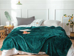 Плед однотонный фланелевый TANGO STRIPE ST-17 изумрудный 200х220