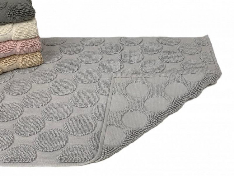 Коврик для ног махровый хлопковый KARVEN KV434 RING acik gri 50х80