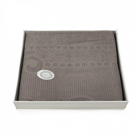 Плед из хлопка махровый KARVEN P960 ESTER V5 серо-бежевый 160х220