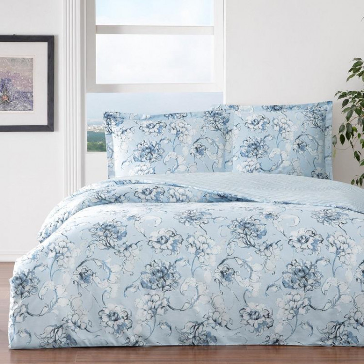 Постельное белье из сатина TAC MINNA бирюзовое евро