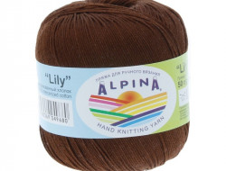 Пряжа ALPINA LILY №084 темно-коричневая 100% мерсеризованный хлопок 10 шт х 50 гр, 175 м +/- 5 м