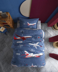 Покрывало детское из хлопка стеганое KARVEN Y923/1 ARRIVAL V1 MAVI 180х240 с наволочкой 50х70