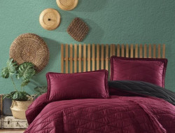 Покрывало из ранфорса KARVEN Y920 LORNA V5 BORDO 240х260 с наволочками 50х70 (2шт)