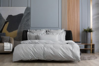 Постельное белье из египетского хлопка с простыней на резинке 160х200 GERMAN GRASS Ash grey Allure Grass 1,5-спальное