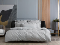 Постельное белье из египетского хлопка с простыней на резинке 160х200 GERMAN GRASS Ash grey Allure Grass 1,5-спальное