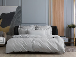 Постельное белье из египетского хлопка с простыней на резинке 160х200 GERMAN GRASS Ash grey Allure Grass 1,5-спальное