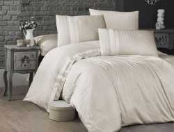 Постельное белье из сатина де люкс KARVEN N044 NEW TREND CREAM 50х70 (2шт), 70х70 (2шт) евро