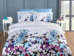 Постельное белье из страйп сатина с цветным принтом KARVEN N250-SB007 50х70 (2шт), 70х70 (2шт) евро