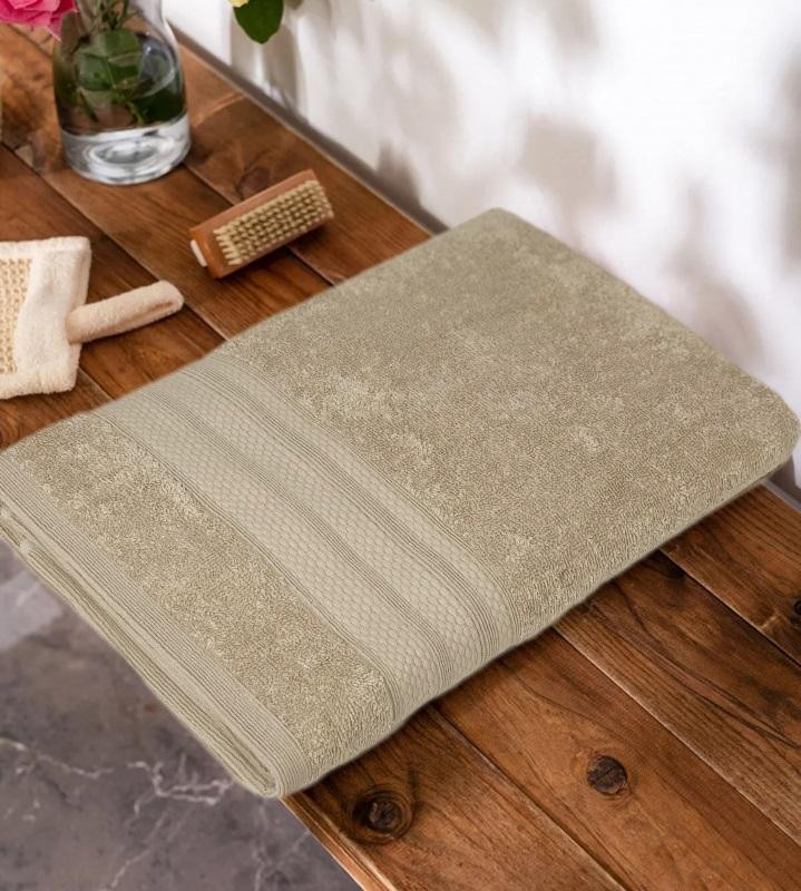 Полотенце махровое хлопковое KARVEN PETEK BORDUR DUZ H5159 LUX COTTON bej2 50х90