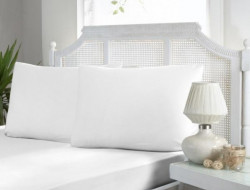 Простыня на резинке из сатина KARVEN P898 белая 100х200х33 с наволочкой 50х70