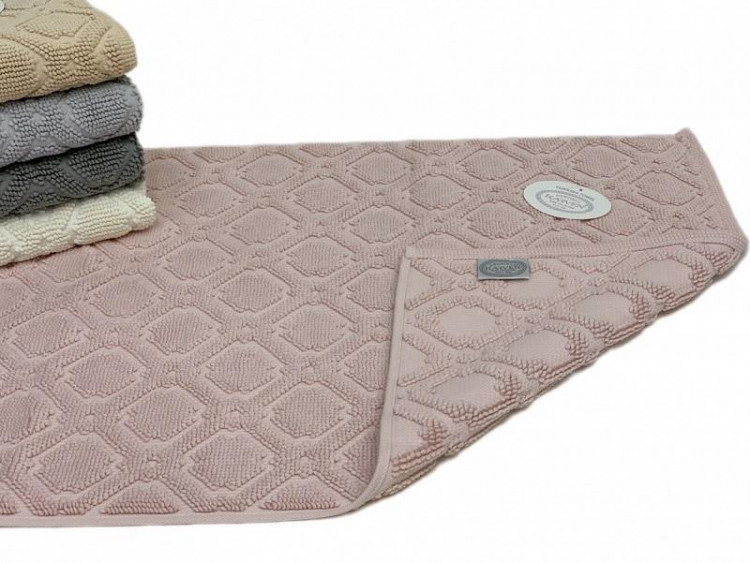 Коврик для ног махровый хлопковый KARVEN KV434 TILE pembe 50х80