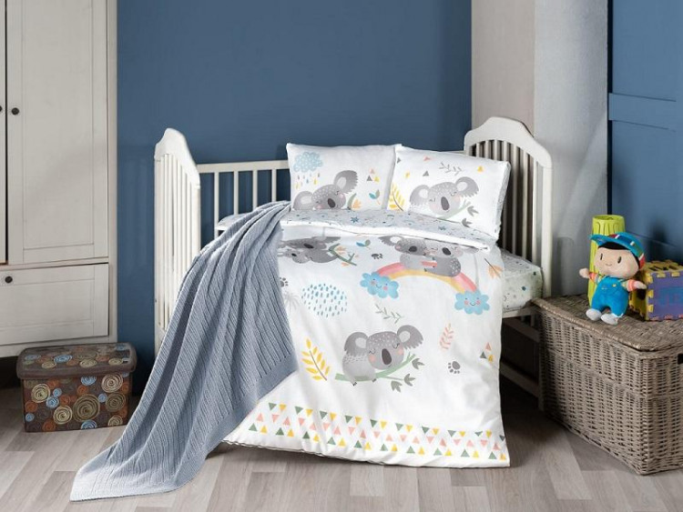 Постельное белье для малышей из сатина с пледом KARVEN 3D DIGITAL D040 KOALA