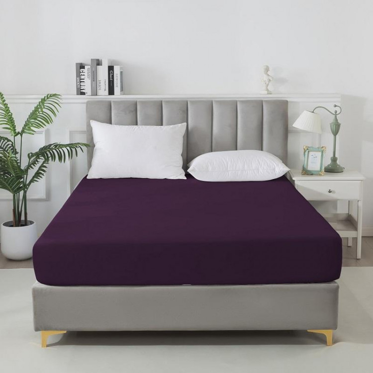 Простыня на резинке сатиновая TANGO Soho фиолетовая 160х200х30