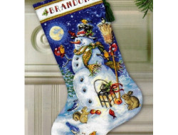 Набор для вышивания DIMENSIONS 70-08839 Сапожок, Снеговик и друзья 41 см