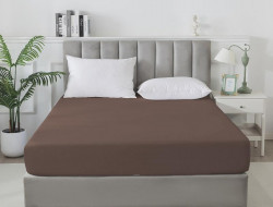 Простыня на резинке сатиновая TANGO Soho коричневая 160х200х30