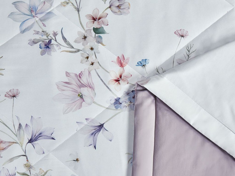 Постельное белье из египетского хлопка Premium с летним одеялом ASABELLA Цветочный йогурт 50х70 (2шт) евро