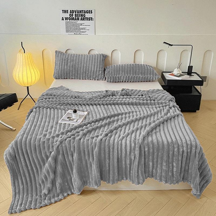 Плед фланелевый CRISTELLE STRIPE PREMIUM серый 200х220