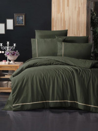 Постельное белье из DELUXE DARK ранфорса KARVEN N028 ALISA DARK GREEN 50х70 (2шт) 1,5-спальное