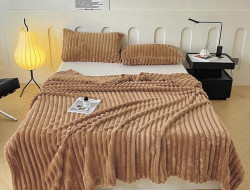 Плед фланелевый CRISTELLE STRIPE PREMIUM коричневый 200х220