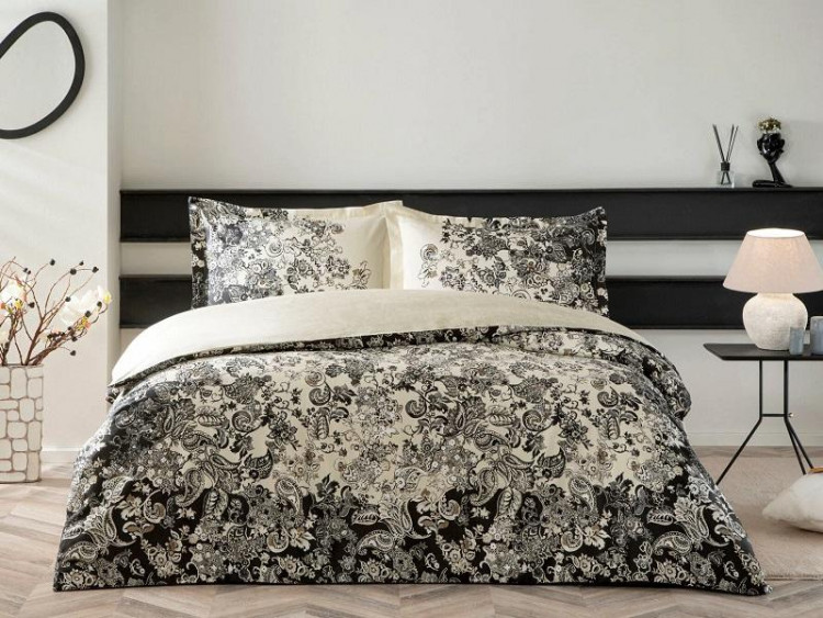 Постельное белье из сатина TAC MONICA черное евро