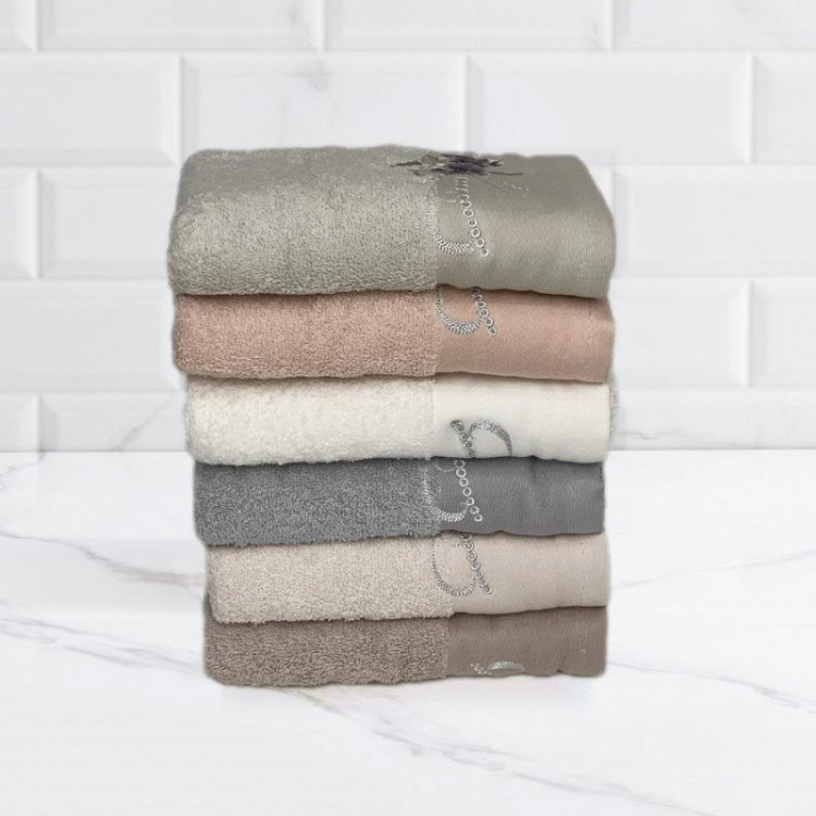 Набор кухонных полотенец махровых хлопковых с вышивкой KARVEN ELIT HM777 ROSE 30х50 (6шт)